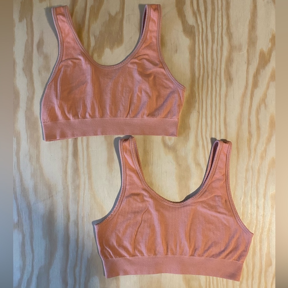 Aerie Chill Play Move Bralettes set of 2 ribbed fabric Medium